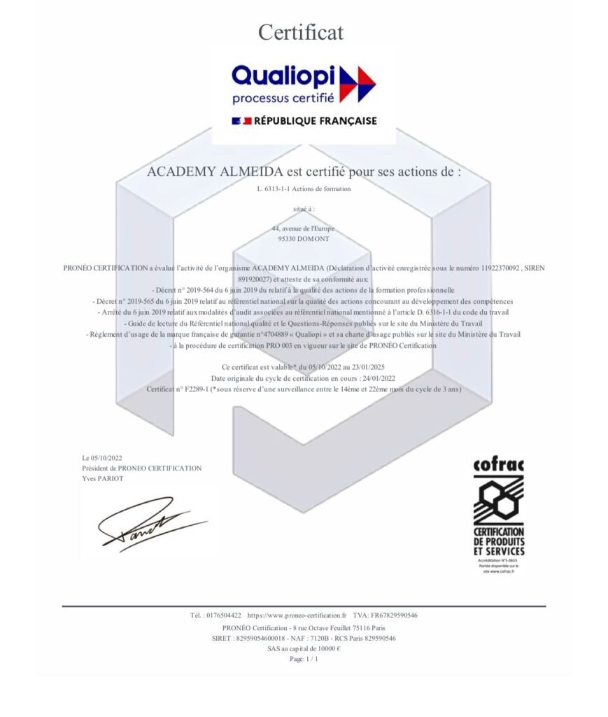 Certification Qualiopi Academy Almeida